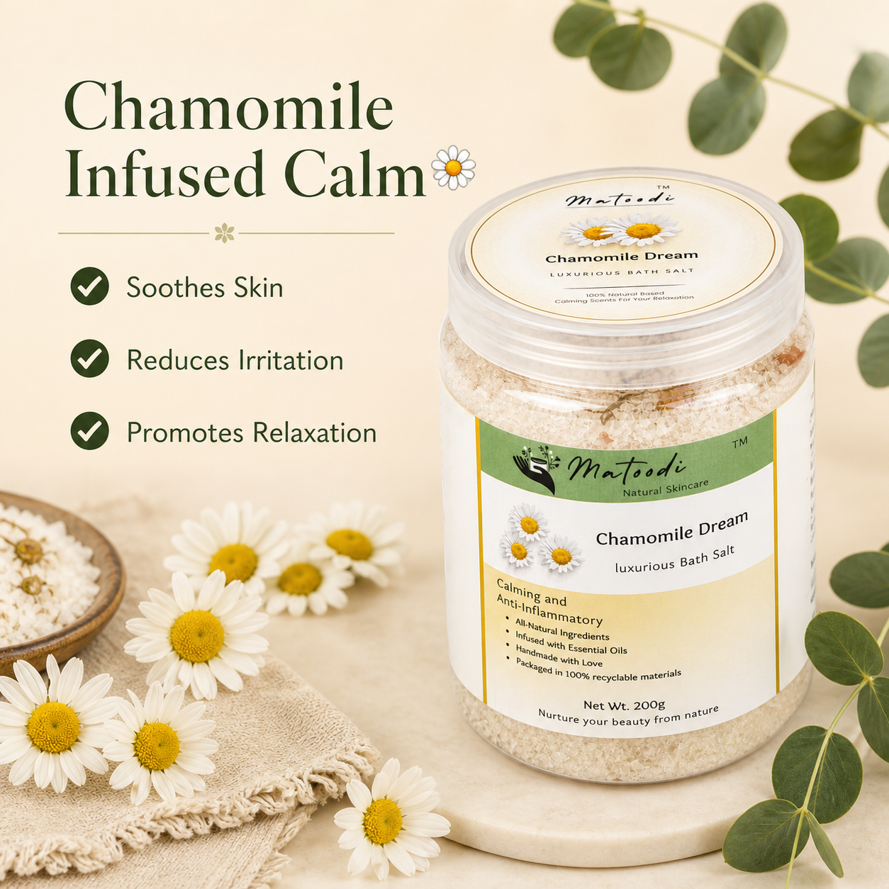 Chamomile Bath Salt – Calming & Relaxing Natural Soak - Image 6