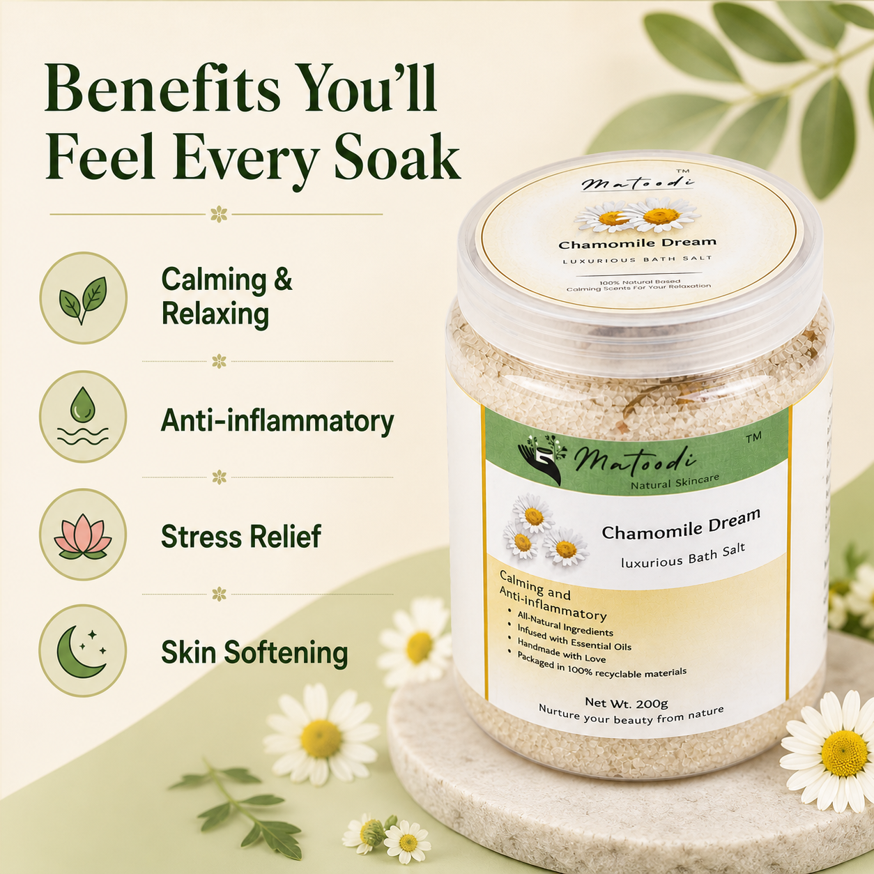 Chamomile Bath Salt – Calming & Relaxing Natural Soak - Image 5