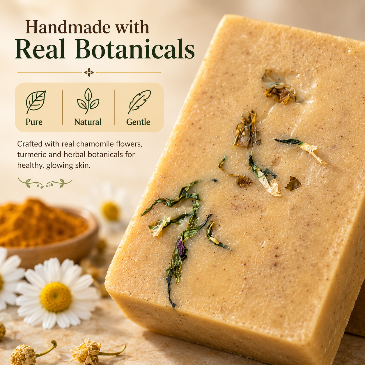 Golden Petal – Natural Chamomile Soap India with Turmeric Glow - Image 3